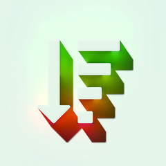 White Sorting by Quantity in Descending Order Icon. 3D Illustration of White Sort, Ascending, Sorting, Filters Icons With Orange and Green Gradient Shadows.