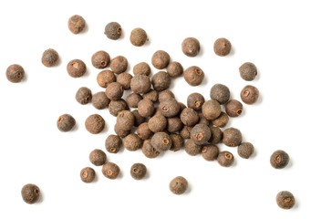 dried allspice isolated on white background, top view