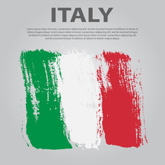 Italian flag. Flag of Italy, brush stroke background.