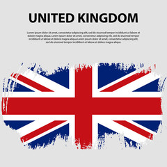 Flag of the United Kingdom of Great Britain and Northern Ireland, brush stroke background. Flag of United Kingdom.