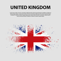 Flag of the United Kingdom of Great Britain and Northern Ireland, brush stroke background. Flag of United Kingdom.