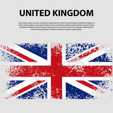 Flag of the United Kingdom of Great Britain and Northern Ireland, brush stroke background. Flag of United Kingdom.