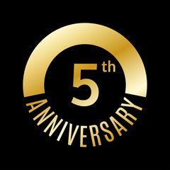 5 year anniversary icon. 5th celebration template for banner, invitation, birthday. Vector illustration.