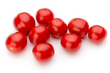 Plum tomatoes isolated on white background. Top view