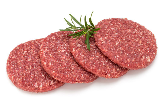 Raw fresh hamburger meat isolated on white.