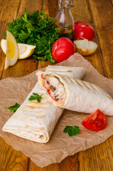 Fish Mackerel in bread. Turkish cuisine