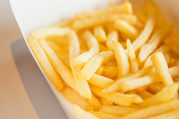 French fries background, closeup shot.