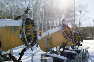 snow cannon for artificial snow at ski resort, toned