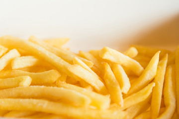 French fries background, closeup shot.