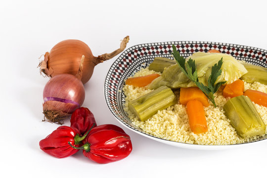 Delicious couscous homemade.Isolated