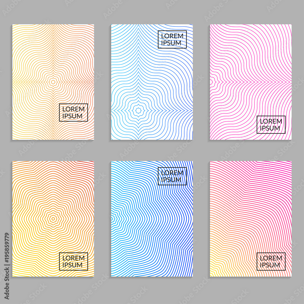 Sticker cover design set. brochure template layout with gradients. abstract minimal covers. vector illustrat