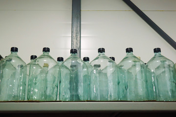 Large glass bottles. storage