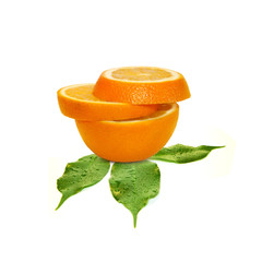 Naklejka na ściany i meble Fresh orange isolated on white background. Creative minimalistic food concept.