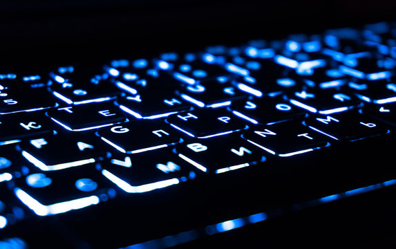  keyboard with backlighting. close-up.