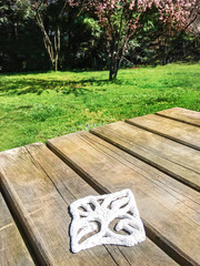 bench and ceramic cup base