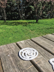 bench and ceramic cup base