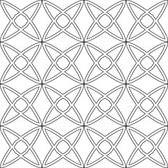 Fototapeta premium Seamless black and white geometric pattern. Vector abstract openwork background. A template with a geometric order.