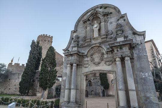  Monastery benedictine, medieval construction, romanesque style, monestir, in Sant Feliu de Guixols, Costa Brava, province Girona, Catalonia.Spain.
