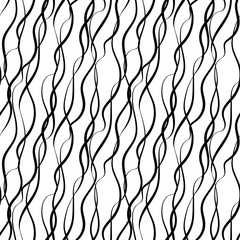 Abstract vector drawing of a wave of hair. Handmade. Seamless background.