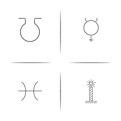 Astrology simple linear icon set.Simple outline icons