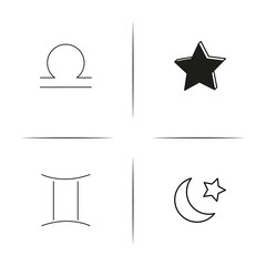 Astrology simple linear icon set.Simple outline icons