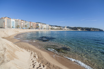 Mediterranean beach in Costa Brava, Lloret de Mar,Catalonia.Spain.