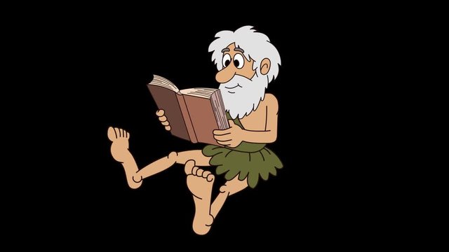 Ancient People Savant. Early human reading a book. The original file HD 1080 has an alpha channel. 29.97 fps
