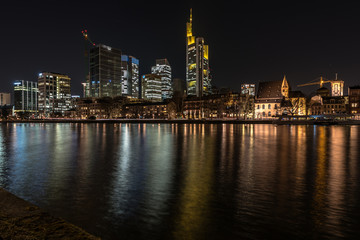 Fototapeta premium The skyline of the banking metropolis in Frankfurt am Main. Frankfurt, Germany / 5 March 2018