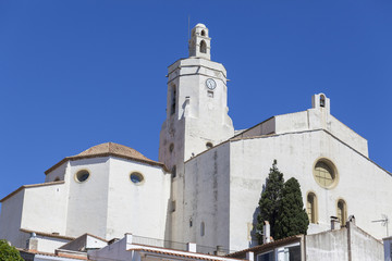White church in Cadaques,Costa Brava, province Girona, Catalonia.Spain.