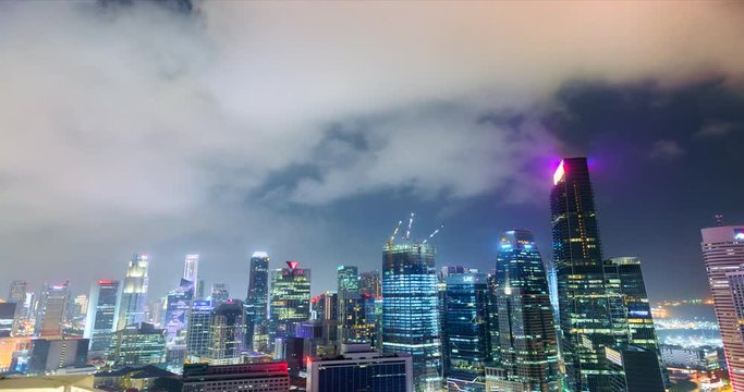 Timelapse of Singapore Skyline night and dusk
