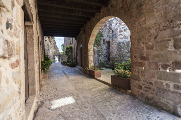 Ancient street in Santa Pau,Catalonia,Spain.