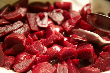 Tasty red beets on a plate,