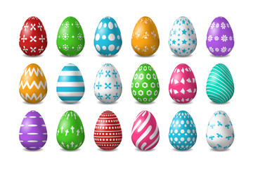 Vector set of realistic isolated easter eggs for decoration and covering on the white background. Concept of Happy Easter.