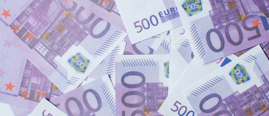 Currency euro with a par value of 500. The concept of earnings. Exchange. Exchange Rates