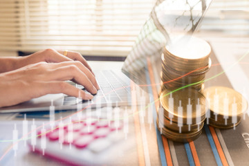 Business man calculate about cost and doing finance at office, Finance managers task,Concept business and finance investment