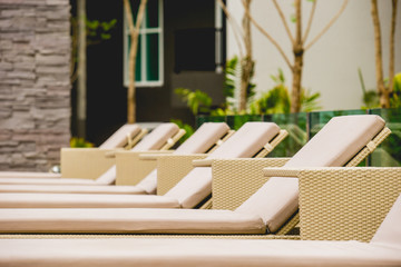 Relaxing Rattan Sofa At Swimming Pool,Vintage filter