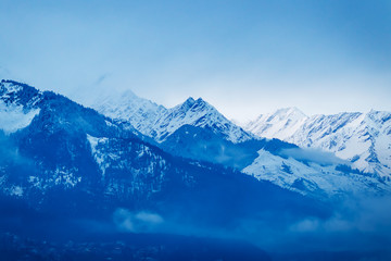 Fototapeta na wymiar view after sunset of Mountains in manali ,Himachal Pradesh India