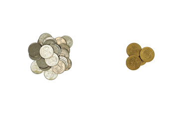 Silver and gold coins..Difference of two things.