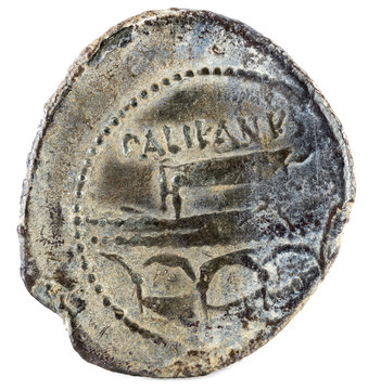 Roman Republic Coin. Ancient Roman silver denarius of the family Lollia. Reverse.