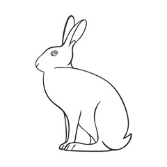 Fototapeta premium Line art animal hare icon, vector