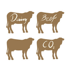 Set of cow beef symbols, vector