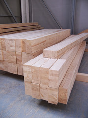 Wood beams in the factory
