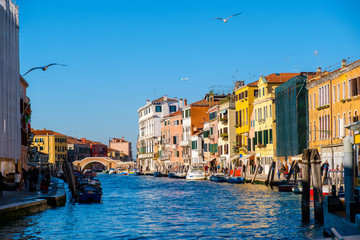 View of the Grand Canal at Venice Italy.