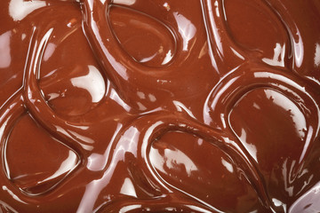 Melted chocolate swirl as a background closeup