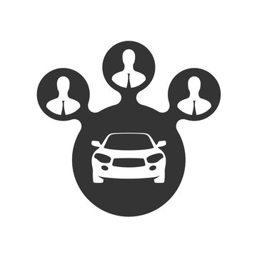 recommend clip art: Car sharing icon. Group of people symbol.