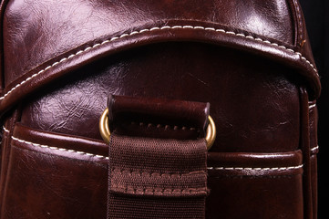 fittings on the leather hand bag