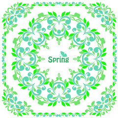 Vector mandala Light green floral ornament, frame. Vector background. Card or invitation. Vintage decorative elements.