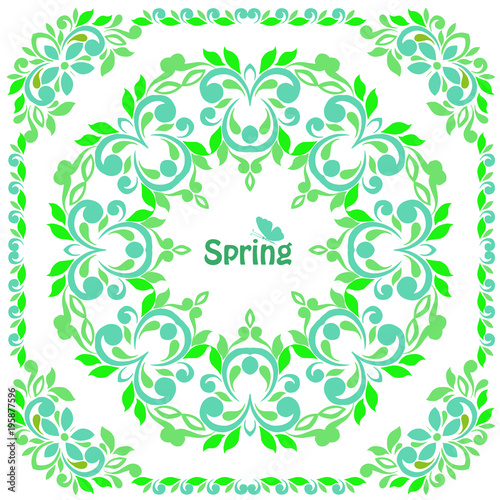 Vector Mandala Light Green Floral Ornament Frame Vector