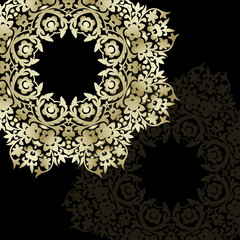 Mandala retro dark background. Background with oriental round pattern. Vector illustration. Can be used for the name, slogan, postcard, announcement, invitation and other