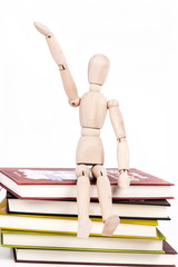 Puppet sitting on books